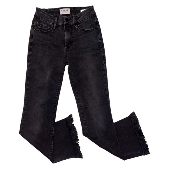 Frame black Le crop mini boot fringe hem jeans women’s size 23 - Picture 1 of 7